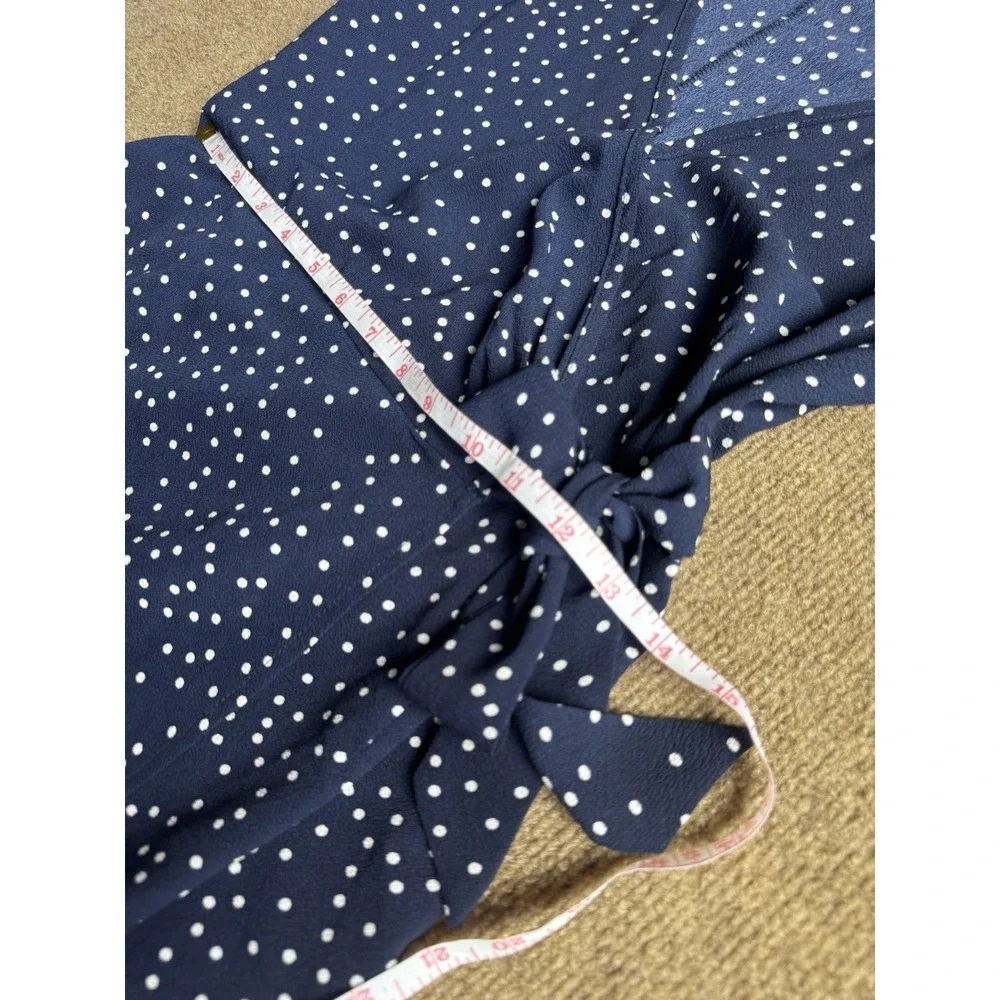 Relipop Womens Navy Blue & White Polka Dot Lightweight Wrap Sundress Dress S